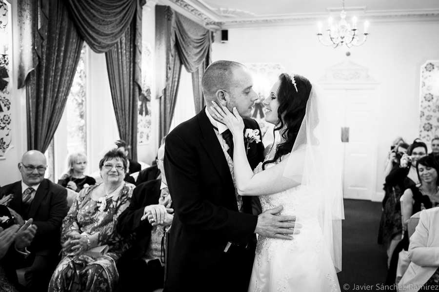 First kiss at civil wedding ceremony