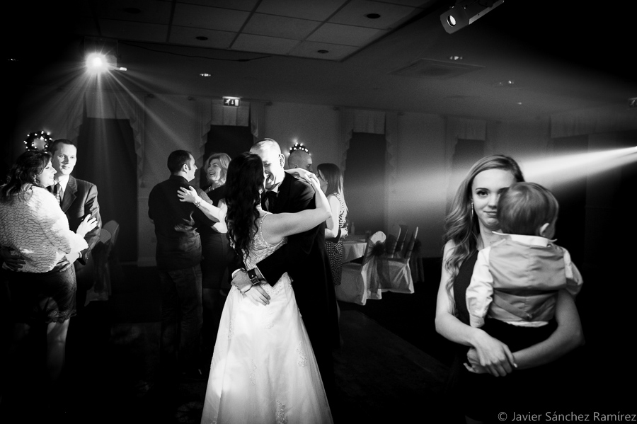 Evening wedding party by documentary wedding photographer